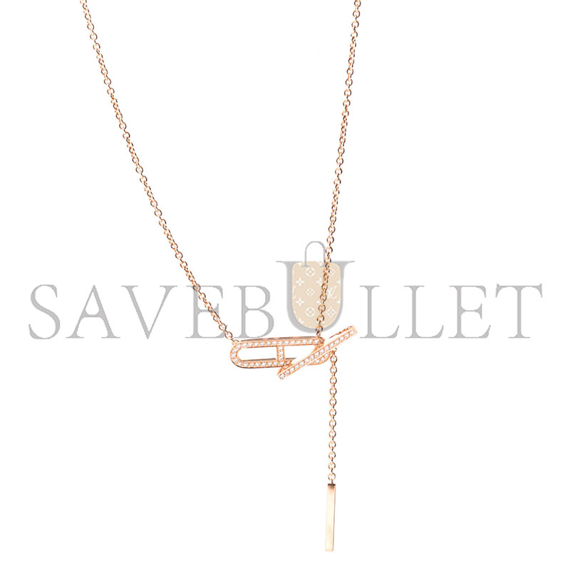 HERMÈS 18K ROSE GOLD DIAMOND PM EVER CHAINE D'ANCRE NECKLACE 